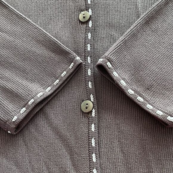 NWOT Venini Belted Long Sleeve Long Cardigan Womens SZ Medium Black Button Down - Picture 4 of 12